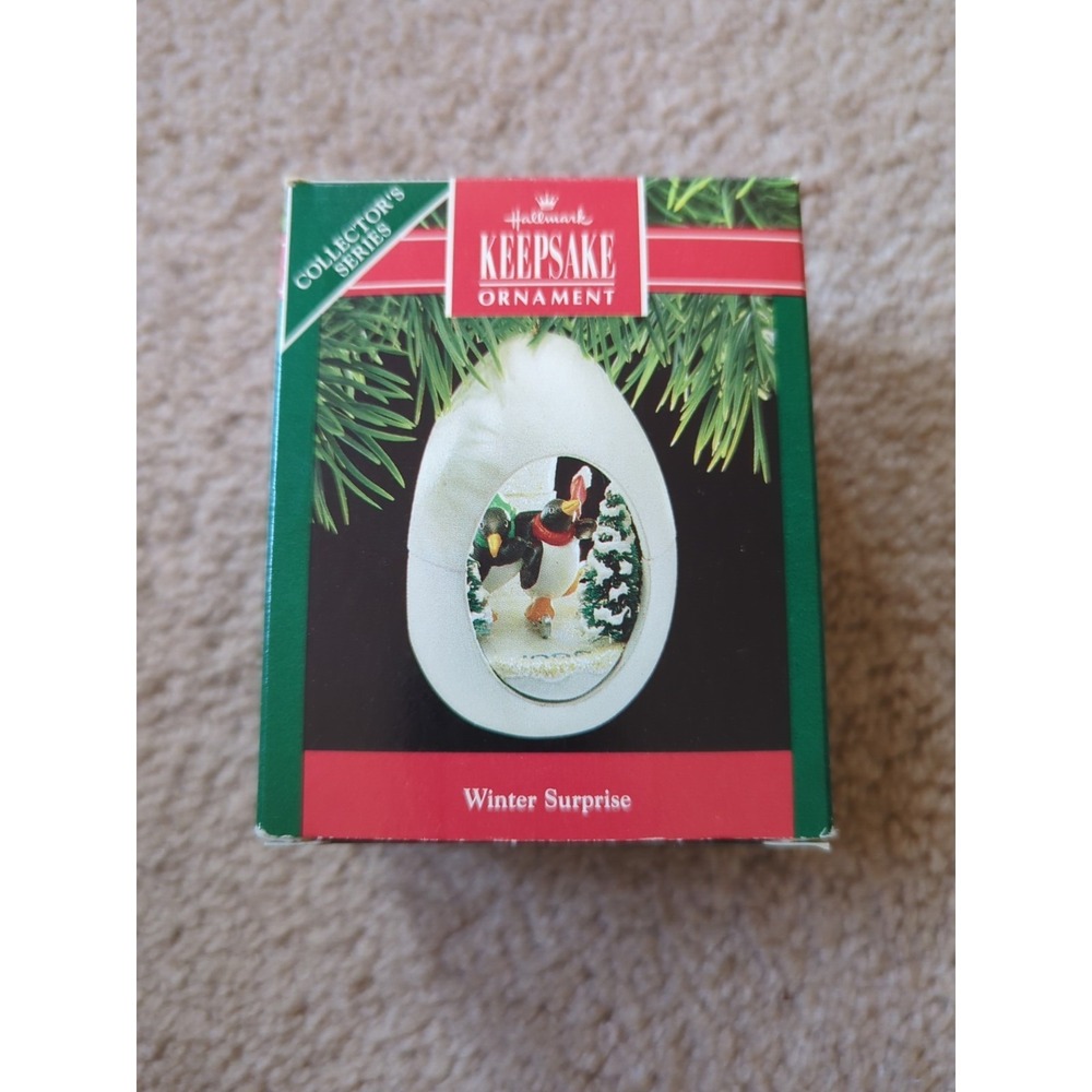 Hallmark Keepsake Ornament 1990 Winter Surprise Penguins Christmas Orig Box